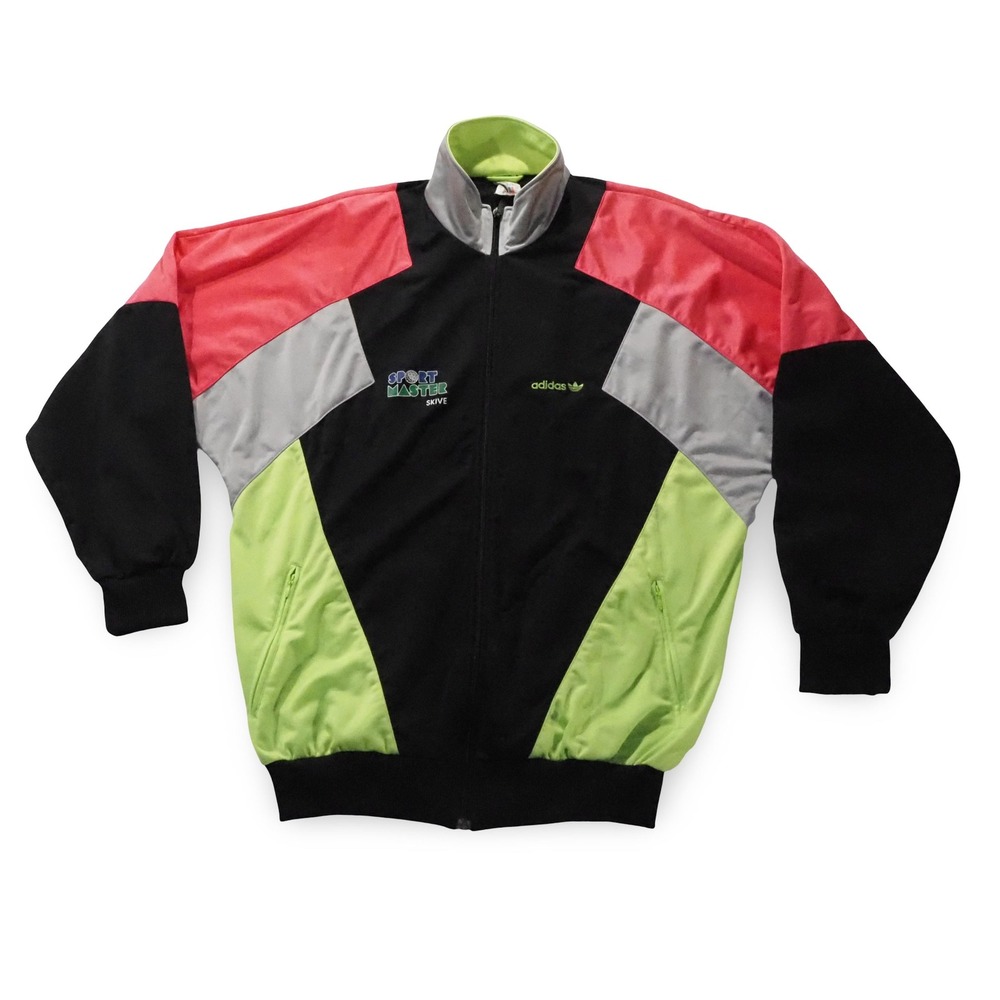 Adidas Sport Master Skive‎ Jacket Men's M Black Pink Green Vintage 80s 90s Zip